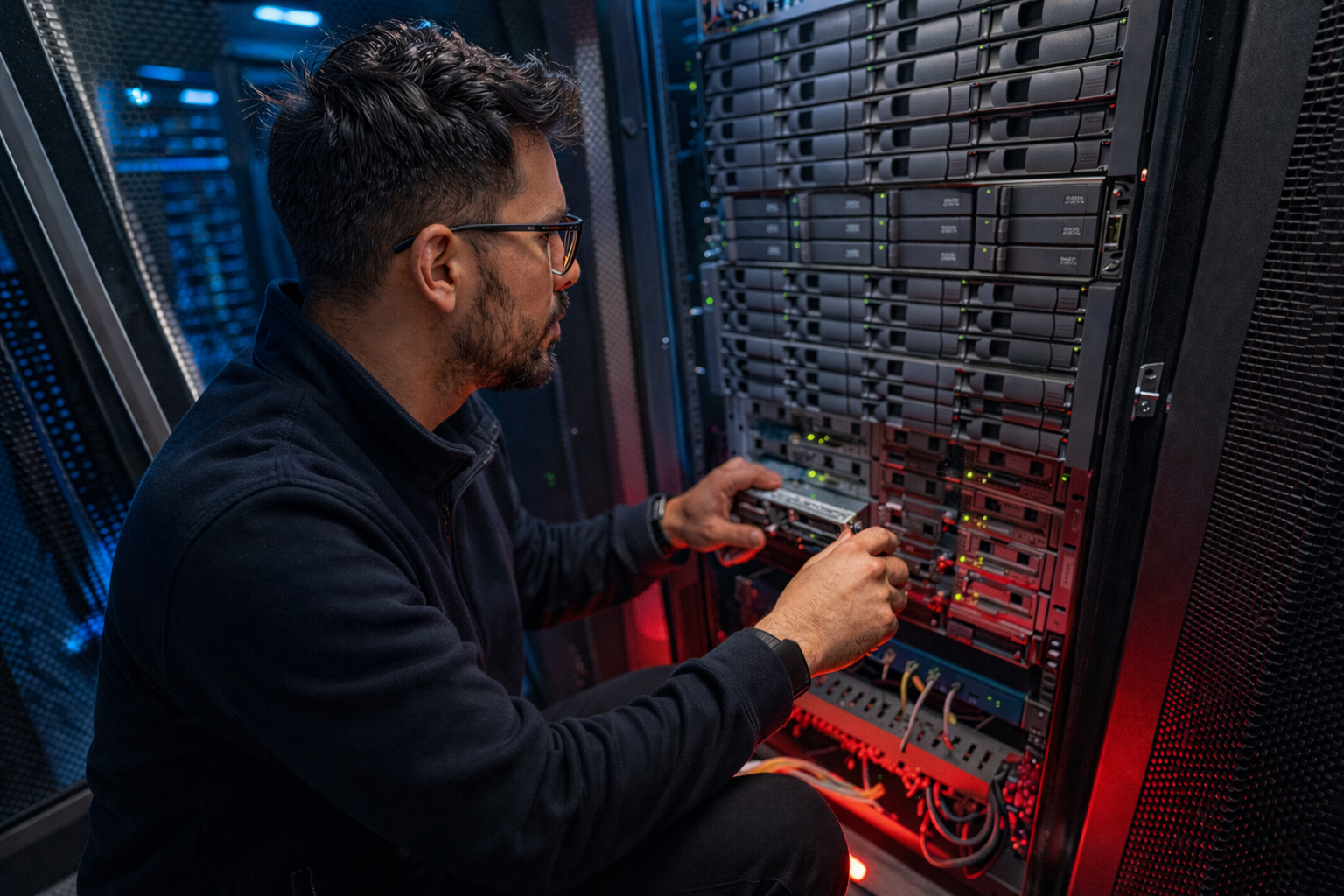 Ingeniero IT Helper trabajando en infraestructura tecnológica y servidores